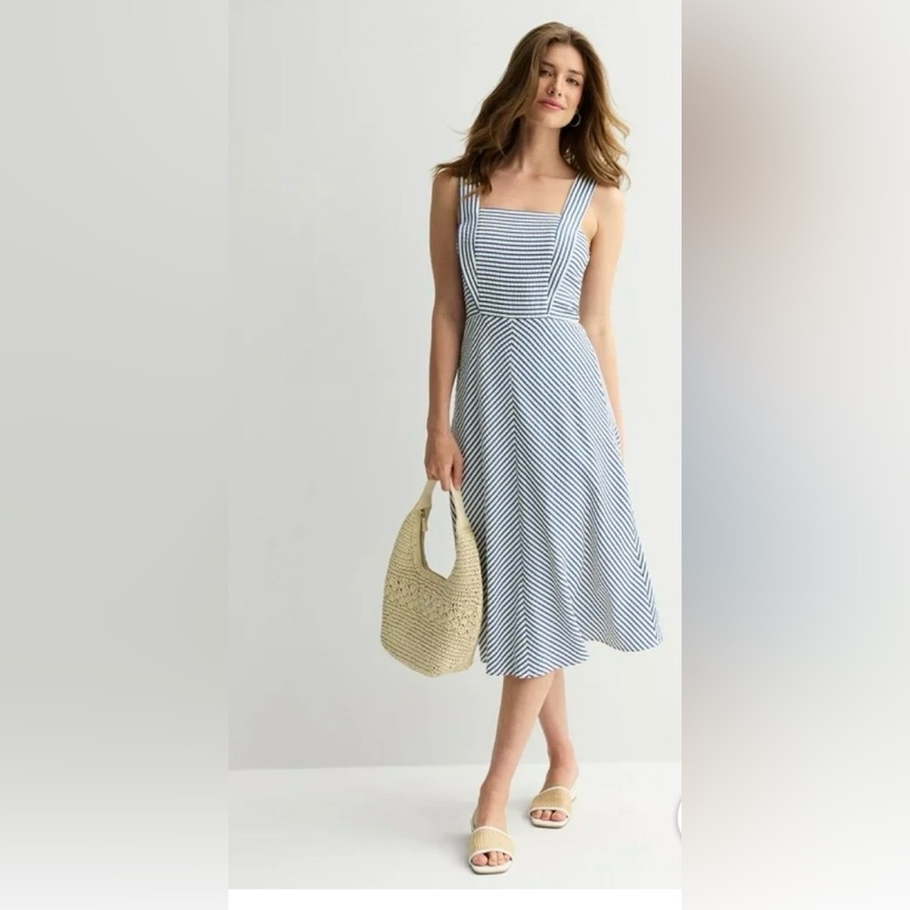 Striped Navy blue and White Dress